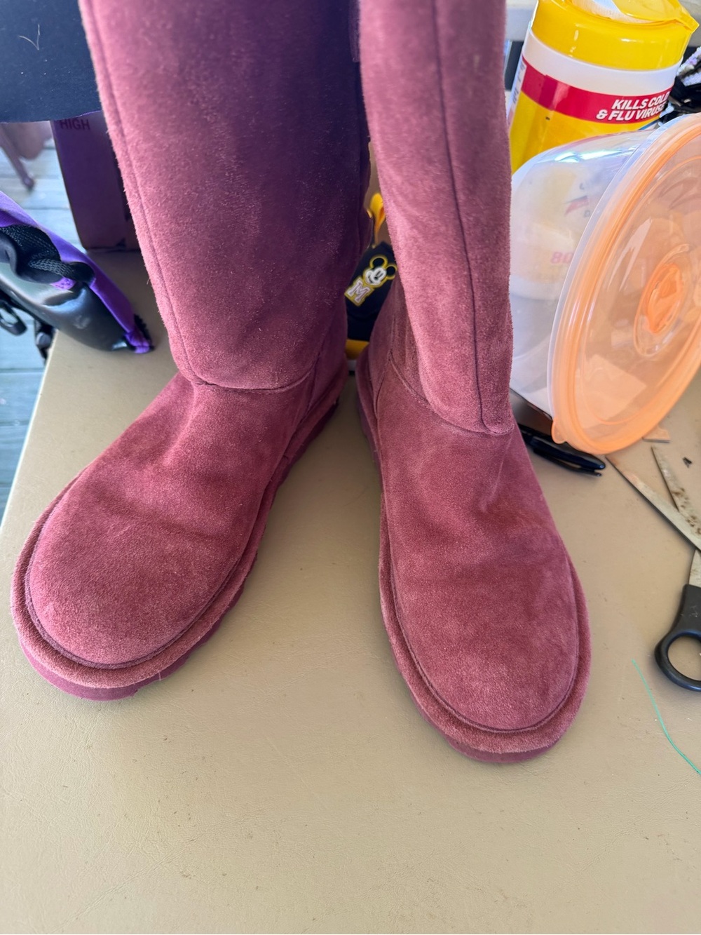 BearPaw Tall Suede Winter Boots in Plum